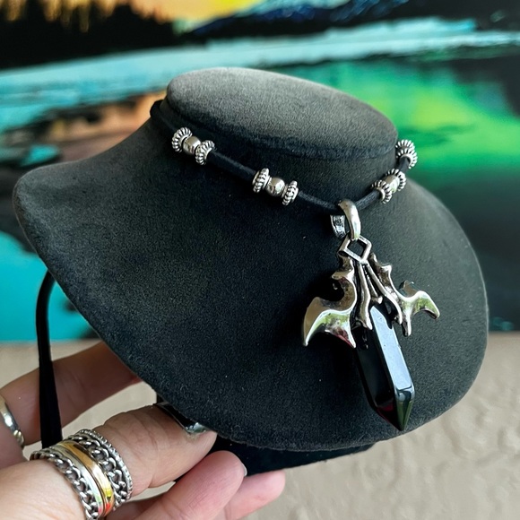 Silverskylight | Jewelry | Adjustable Black Suede Necklace Bat Vampire ...